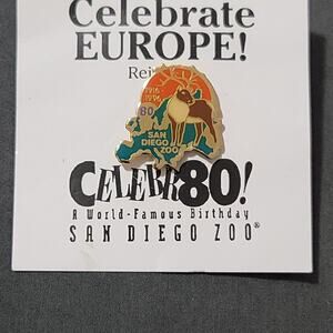 Vtg 1996 San Diego Zoo 80th Anniversary Reindeer Lapel Pin
